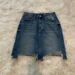 Mid length denim skirt